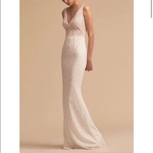 BHLDN Cream Sleeveless V-Neck Wedding Gown
